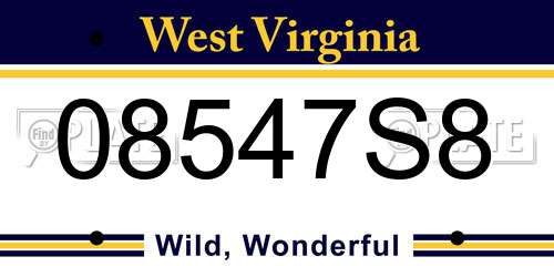 08547S8 West Virginia License Plate