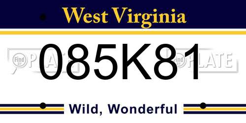 085K81 West Virginia License Plate