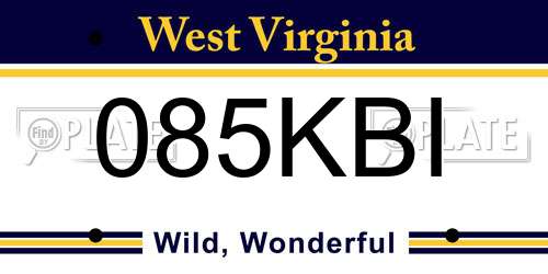 085KBI West Virginia License Plate