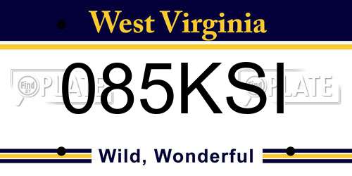 085KSI West Virginia License Plate