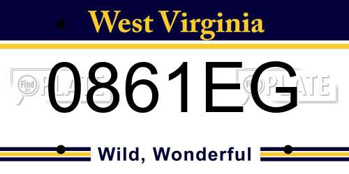 0861EG West Virginia License Plate