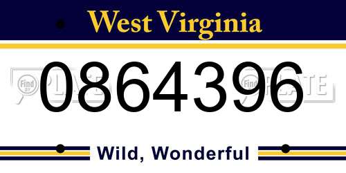 0864396 West Virginia License Plate