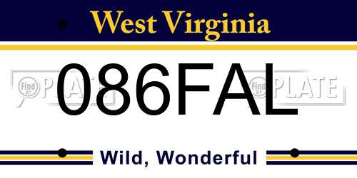 086FAL West Virginia License Plate