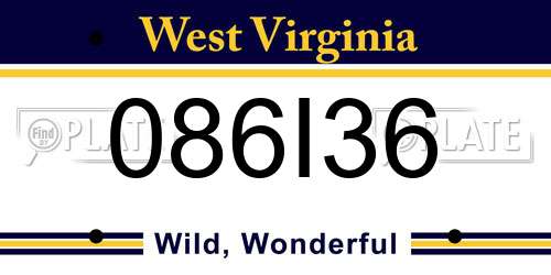 086I36 West Virginia License Plate