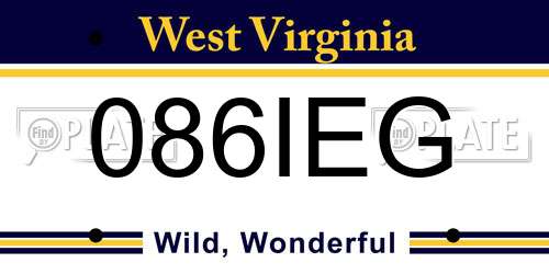 086IEG West Virginia License Plate
