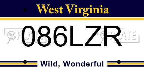 086LZR West Virginia License Plate