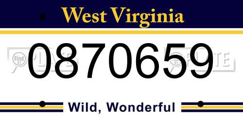 0870659 West Virginia License Plate