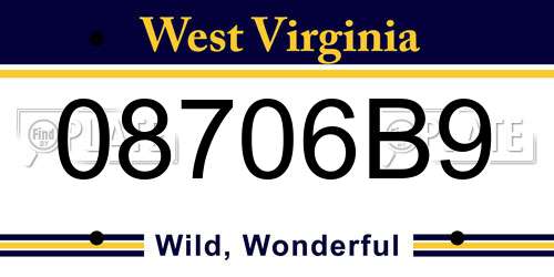 08706B9 West Virginia License Plate