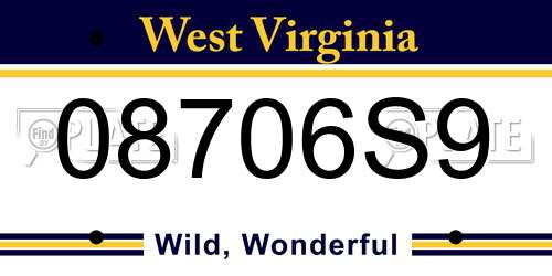 08706S9 West Virginia License Plate