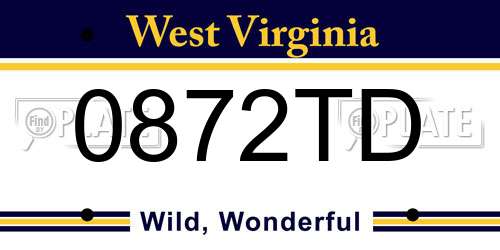 0872TD West Virginia License Plate