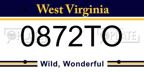 0872TO West Virginia License Plate