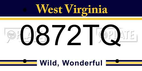 0872TQ West Virginia License Plate