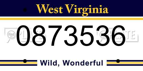 0873536 West Virginia License Plate