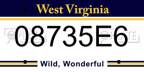 08735E6 West Virginia License Plate