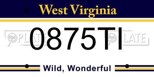 0875TI West Virginia License Plate
