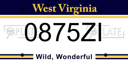 0875ZI West Virginia License Plate