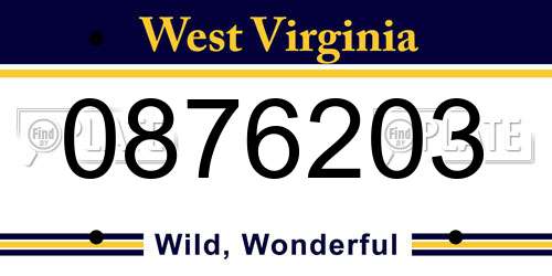 0876203 West Virginia License Plate