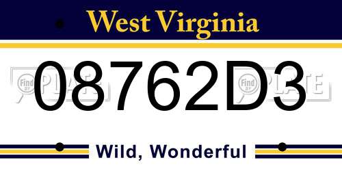 08762D3 West Virginia License Plate