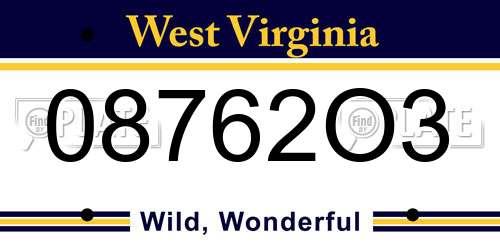 08762O3 West Virginia License Plate