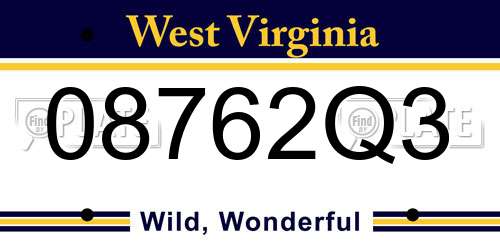 08762Q3 West Virginia License Plate