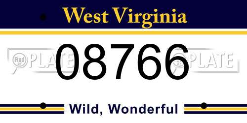 08766 West Virginia License Plate