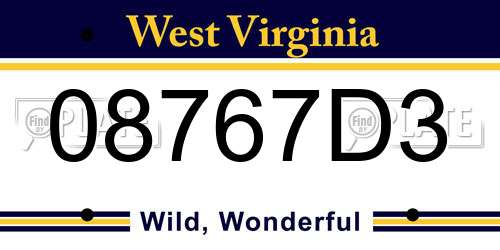 08767D3 West Virginia License Plate