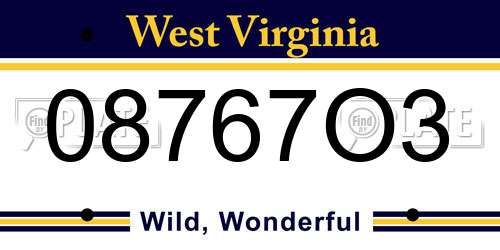 08767O3 West Virginia License Plate