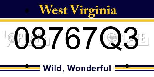 08767Q3 West Virginia License Plate