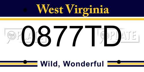 0877TD West Virginia License Plate