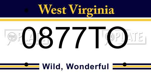 0877TO West Virginia License Plate