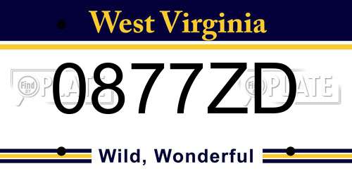 0877ZD West Virginia License Plate