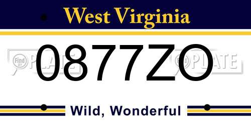 0877ZO West Virginia License Plate