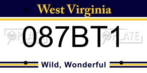087BT1 West Virginia License Plate