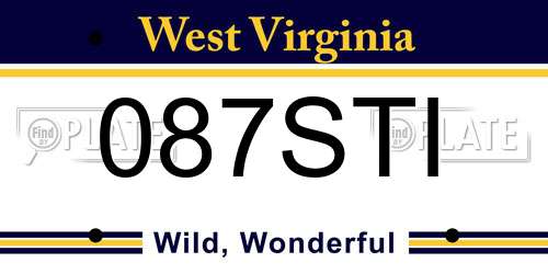 087STI West Virginia License Plate