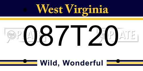087T20 West Virginia License Plate
