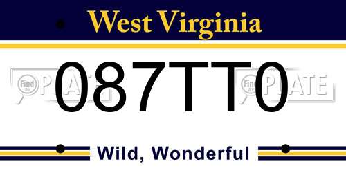 087TT0 West Virginia License Plate