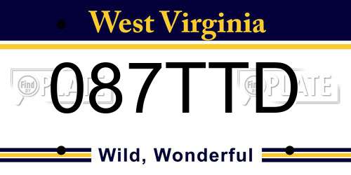 087TTD West Virginia License Plate
