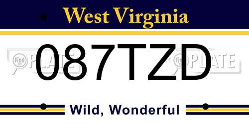 087TZD West Virginia License Plate