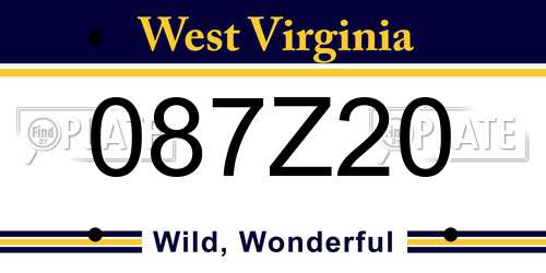 087Z20 West Virginia License Plate