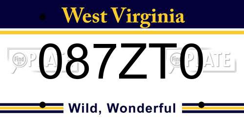 087ZT0 West Virginia License Plate