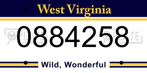 0884258 West Virginia License Plate