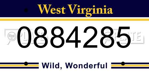 0884285 West Virginia License Plate