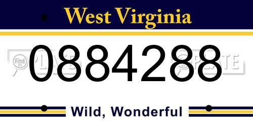 0884288 West Virginia License Plate