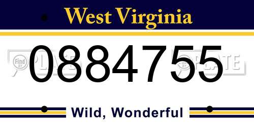 0884755 West Virginia License Plate