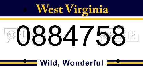 0884758 West Virginia License Plate