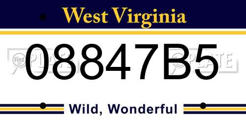 08847B5 West Virginia License Plate