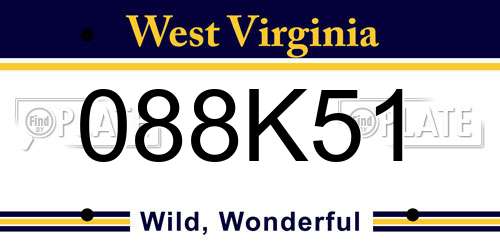 088K51 West Virginia License Plate