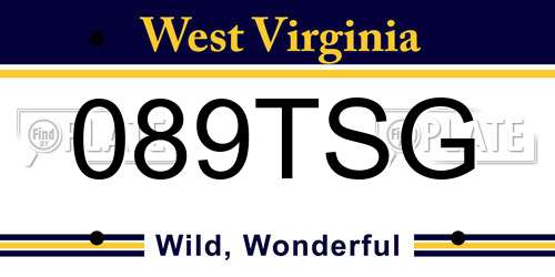 089TSG West Virginia License Plate