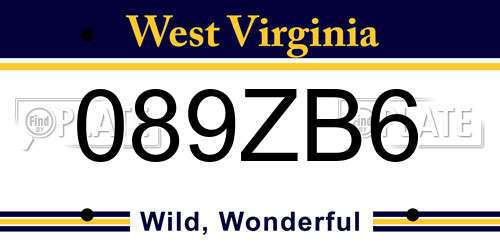 089ZB6 West Virginia License Plate