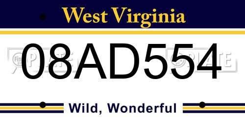 08AD554 West Virginia License Plate